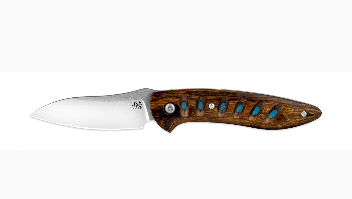 New West KnifeWorks® Saddleback Glory Folder - Ironwood & Blue Liner *Local