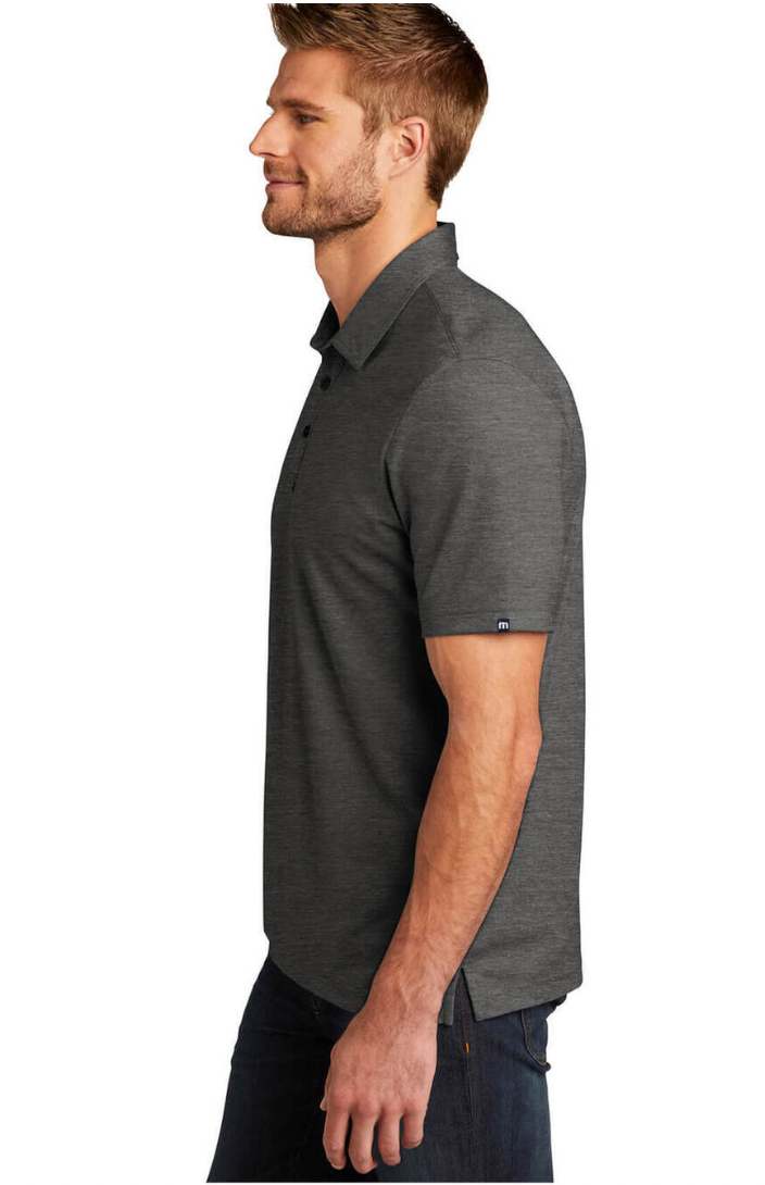 TravisMathew Men's Black Heather Oceanside Heather Polo